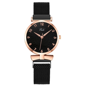 Women Quartz Watch 3D Sunflower Dial Magnetic Milanese Mesh Strap Bowknot Decor Analog Wristwatch For Ladies