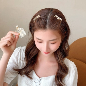 Elegant gold metal hair comb set with white pearls for women hair styling accessories