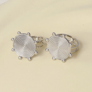 Detailed close-up of adjustable stainless steel rings featuring spiral vortex disc design