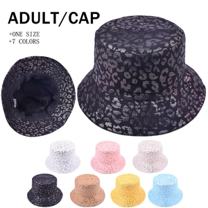 Cappello Alla Pescatora Con Stampa Leopardata Metallica Cotone Tesa Larga Protezione Solare Hip Hop Accessorio
