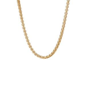 Gouden herenketting van roestvrij staal met vierkante parel en ronde schakelketting