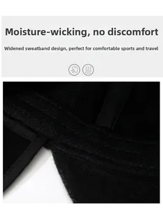 Close-up of a widened breathable sweatband on a thick winter baseball cap for men