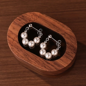 French Retro Artificial Pearl Beaded Hoop Earrings With 925 Sterling Silver Earring Post Elegant Versatile Jewelry For Women
