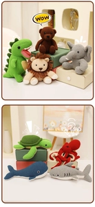 Detail of handmade crochet stuffed animals showing fine knitted textures and vivid colors