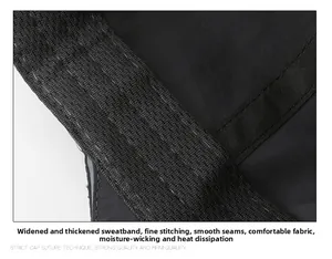 Close-up of a wide moisture-wicking sweatband inside a black quick-dry baseball cap