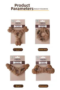 Four durable rubber dog chew toys in various shapes with cleaning texture for puppies