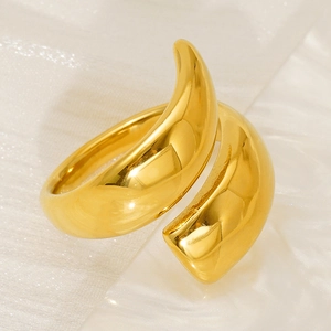 Adjustable Geometric Wrap Ring 18K Gold Plated Stainless Steel Minimalist Twisted Jewelry For Women