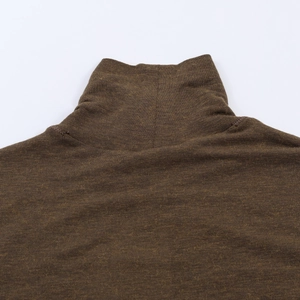 Slim fit high neck short sleeve knit top for women in olive green solid color