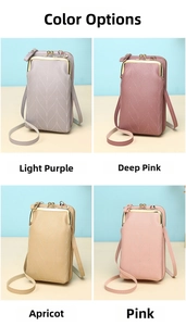 Vertical multi-layer PU leather phone bags with chevron stitching in four soft colors
