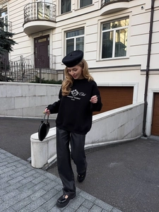 Women Sweatshirt Cotton Round Neck Long Sleeve Letter Print Loose American Street Retro Casual Top