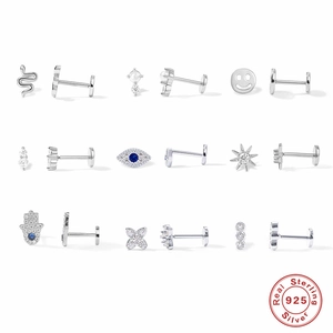 925 sterling silver earring set featuring snake, evil eye, and smiley face motifs