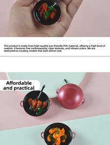 Miniature wok toy with realistic food models and high-quality eco-friendly PVC texture