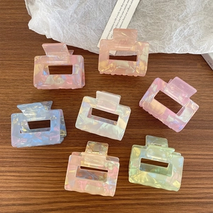 Rectangular Hair Claw Clip Iridescent Acetate Pearlescent Marble Texture Hollow Out Hair Accessories For Women