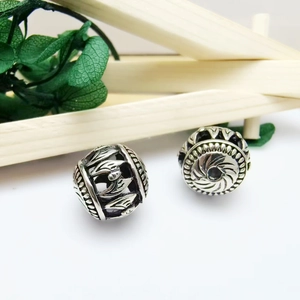 Silver vintage ethnic hollow out round spacer beads for jewelry bracelet making