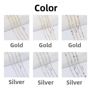 Detailed view of various gold and silver minimalist O-chains with sequins for jewelry DIY