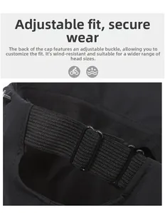 Détail de la sangle arrière réglable avec sangle haute densité et boucle pour chapeau