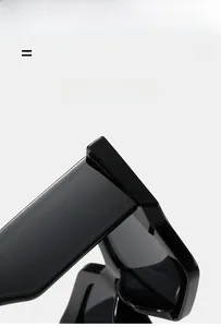 Close-up of high-gloss square sunglasses frame showing lightweight and flexible material