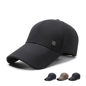 Casquette De Baseball Pour Hommes Polyester Business Casual Chapeau De Soleil Avec Badge Bouclier Métallique Réglable Sport