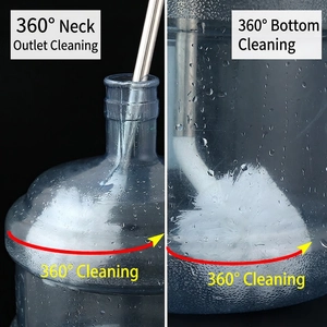 Long handle 360-degree rotating brush for cleaning large water dispenser bottles