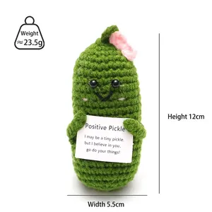 Detailed view of handmade crochet positive pickle with size 12x5.5cm and 23.5g weight