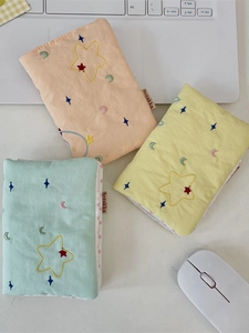 Star embroidered fabric passport holder and multifunctional organizer bag in three colors
