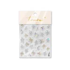 Translucent jelly butterfly nail art stickers with iridescent 3D effect in white packaging