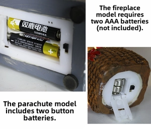 Detail of battery compartments for Christmas resin ornaments with manual power switches