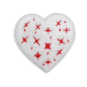 Red heart embroidery patch with white center for Valentine DIY clothing decorations