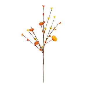 Artificial pumpkin and berry branch for autumn harvest and Thanksgiving home decor