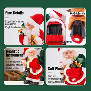 Elektrischer tanzender Weihnachtsmann mit Gitarre, musikalische Weihnachtsdekoration