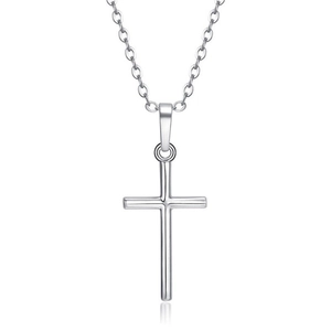 Hip hop square zircon cross pendant necklace in silver with polished O-chain for unisex