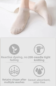 Détail des chaussettes en coton respirant à 200 aiguilles avec texture côtelée