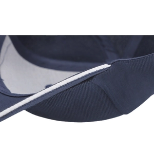 Navy blue baseball cap with contrast white trim on visor, high quality stitch detail