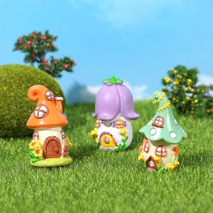 Whimsical resin mushroom house miniatures for garden and fairy tale home decor