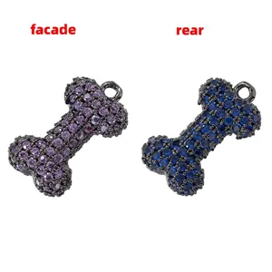 Detailed views showing the front and rear of crystal bone-shaped heart pendants