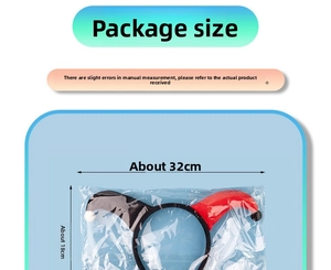 Detailed packaging dimensions showing 32x18cm for plush clown horn headband