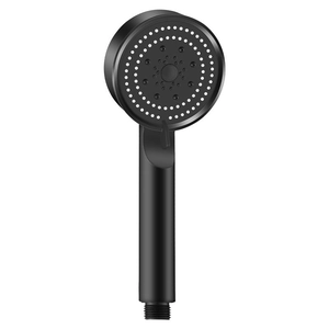 Matte black handheld high-pressure shower head with 5-mode spray and silicone nozzles
