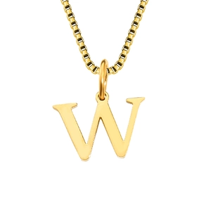 Minimalist gold-plated letter W pendant necklace with elegant box chain for women