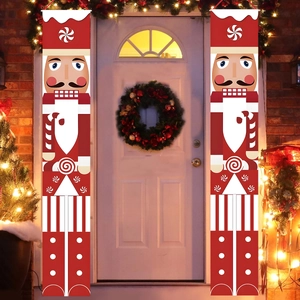 Christmas nutcracker soldier porch banners for festive home party decoration on front doors