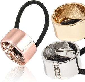 Three-piece metal ponytail cuffs set in rose gold, gold, and silver finishes for women