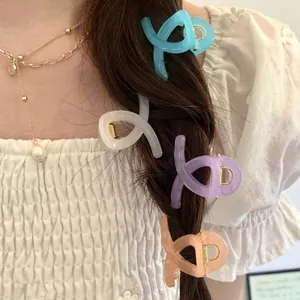 Women Mini Butterfly Bow Hair Claw Clip Simple X Shaped Resin Hair Shark Clip Elegant Hair Accessory For Daily Styling