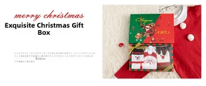 Drei Paar Weihnachtssocken mit 3D-Elch- und Weihnachtsmann-Mustern in Geschenkbox