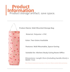 Custodia a parete con motivo a ciliegia rosa, dimensioni 35x11 cm, materiale poliestere e PVC