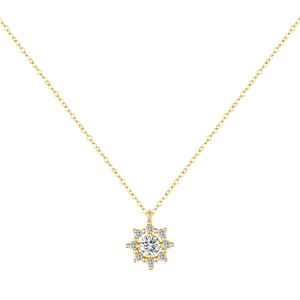 Élégant collier pendentif flocon de neige en argent 925 avec placage en or et moissanite brillant