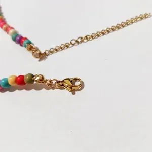 Handmade colorful beaded necklace with stainless steel lobster clasp and extender chain