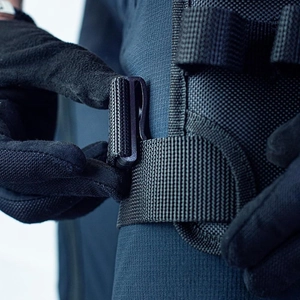 Black Oxford cloth tool belt with durable tactical buckle and reinforced nylon webbing strap