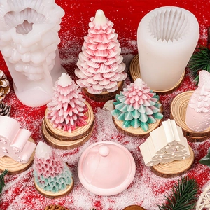 DIY Christmas tree silicone candle molds for aromatherapy pine tree plaster crafts
