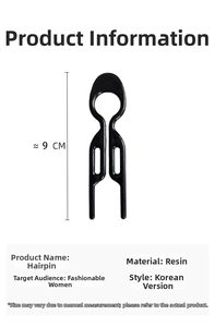Detailed view of 9cm resin U-shaped hair pin with minimalist fish design for buns