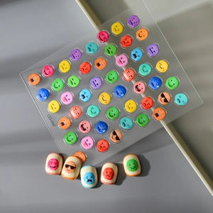DIY colorful round face jelly nail art stickers set CO-010 with multiple expressions