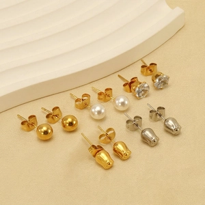Orecchini A Lobo Da Donna Acciaio Inossidabile Placcato Oro 18K Perla Artificial Zircone Tulipano Fiore Gioielli Di Moda